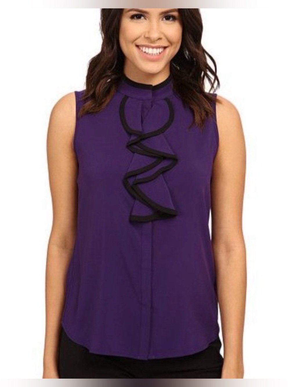 Calvin Klein Sleeveless Ruffle Front Blouse - Size Small